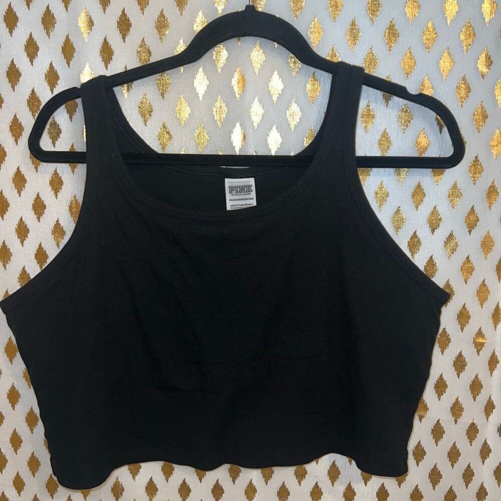 Victoria’s Secret PINK Black crop top tank shirt size XXL